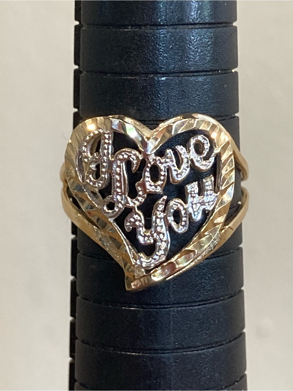 14K Gold Heart Ring “I Love You” White and Yellow Gold Size 9 - Picture 4 of 17